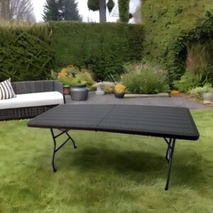 طاولة فايبر مستطيلة قابلة للطي - بني غامق