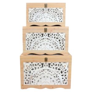 طقم صناديق خشب غابريني - خشبي وابيض