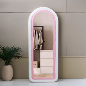 مرآة حائط كارمن - ابيض ووردي