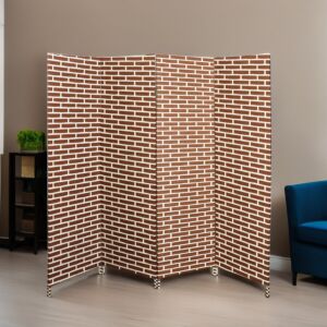 فاصل غرف بارتشن قابل للطي فليكس - بني وابيض