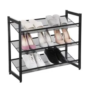 منظم أحذية حديد شبك 3 أدوار - أسود