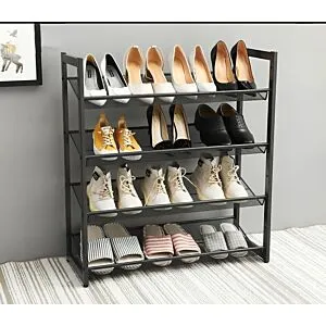 منظم أحذية حديد شبك 4 أدوار - أسود