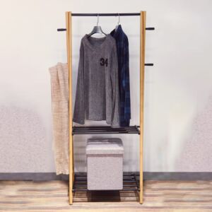 علاقة ملابس خشب وحديد برفين جيلاي - خشبي وأسود