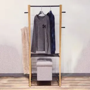 علاقة ملابس خشب وحديد برفين جيلاي - خشبي وأسود