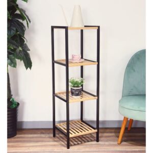 وحدة تنظيم مربع 4 أدوارخشب وحديد روي - خشبي وأسود