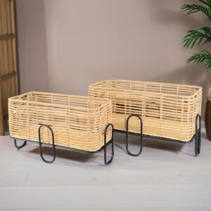 طقم سلال تنظيم راتان بقاعدة حديدة مستطيلة رينول - بيج