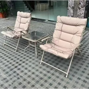 طقم جلسة خارجية قابل للطي 3 قطع جاردين - بني فاتح