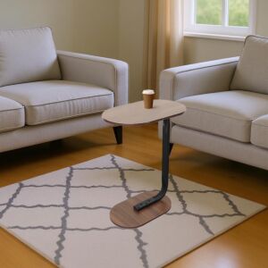 طاولة جانبية بيضاوية ايلان - اسود وبني