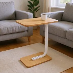 طاولة جانبية مستطيلة ايلان - خشبي وأبيض