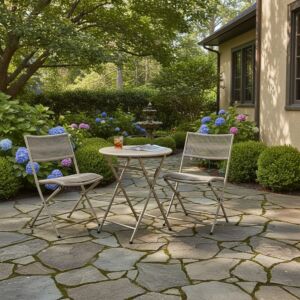 طقم طاولة دائرية قابلة للطي موناكا - 2 كراسي - بني فاتح