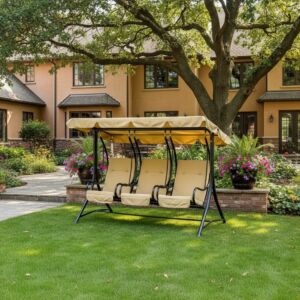 أرجوحة حديقة مع مظلة راوني - ثلاث مقاعد - بيج