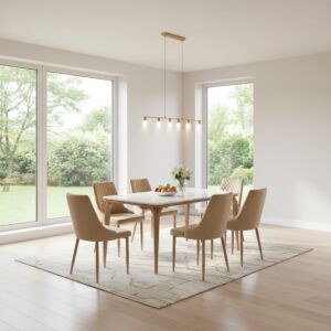 طقم طاولة طعام ميرنال 6 اشخاص رخام - بيج