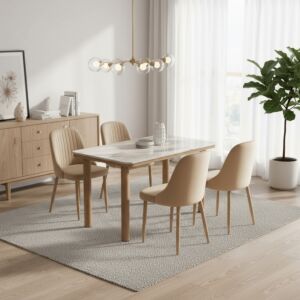 طقم طاولة طعام ميرنا 4 اشخاص رخام - بيج