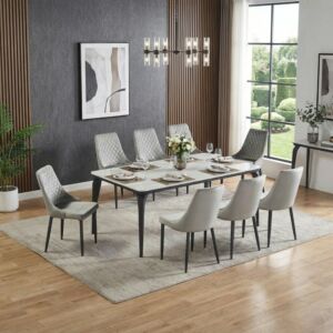 طقم طاولة طعام شوتا - 8 اشخاص - رمادي