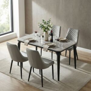 طقم طاولة طعام شوتا - 4 اشخاص - رمادي