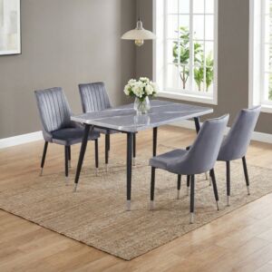 طقم طاولة طعام كايلا - 4 اشخاص - رمادي