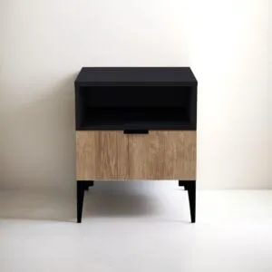 كومودينو درج ورف رينو - أسود وخشبي