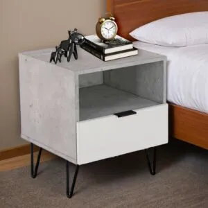 كومودينو درج ورف بيان - رمادي وابيض