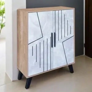 خزانة احذية بابين دالس - خشبي ورمادي