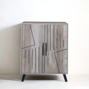 خزانة أحذية بابين بيكا - رمادي وخشبي