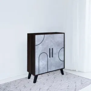 خزانة أحذية بابين خشب ماليزي ديمتري - بني غامق ورمادي