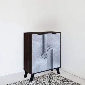 خزانة أحذية بابين خشب ماليزي - بني غامق ورمادي