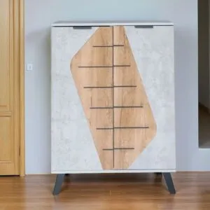 خزانة أحذية بابين مارل - رمادي وبيج