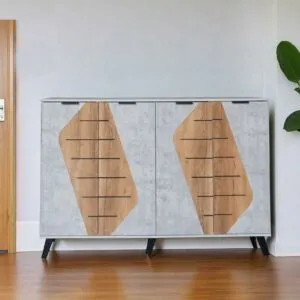 خزانة أحذية قسمين 4 أبواب مارل - رمادي وبيج