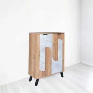 خزانة أحذية خشب ماليزي - خشبي ورمادي