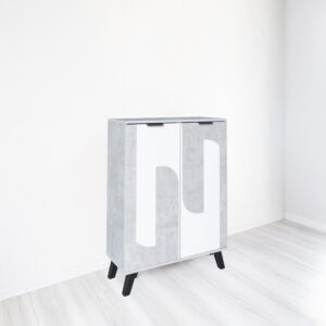 خزانة أحذية خشب ماليزي - رمادي وأبيض