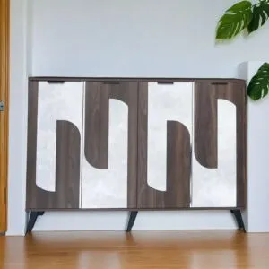 خزانة أحذية قسمين 4 أبواب فولتا - بني ورمادي