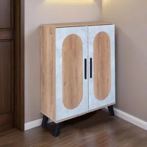 خزانة أحذية بابين خشب ماليزي سيرجي - خشبي ورمادي