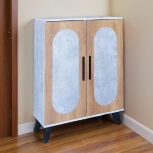 خزانة أحذية بابين خشب ماليزي سيرجي - رمادي وخشبي