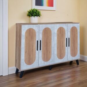 خزانة أحذية 4 أبواب خشب ماليزي نيكولاي - خشبي ورمادي