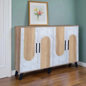 خزانة أحذية 4 أبواب خشب ماليزي ناتاليا - خشبي ورمادي