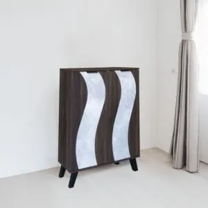 خزانة أحذية بابين خشب ماليزي 80 سم ديمير - بني ورمادي