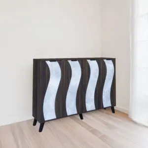 خزانة أحذية 4 أبواب خشب ماليزي 160 سم ديمير - بني ورمادي