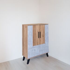 خزانة أحذية بابين خشب ماليزي 80 سم ماريتا - خشبي ورمادي