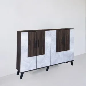 خزانة أحذية 4 أبواب خشب ماليزي 160 سم ماريتا - بني ورمادي