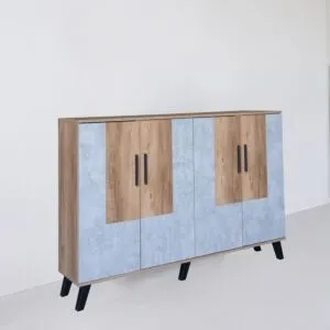 خزانة أحذية 4 أبواب خشب ماليزي 160 سم ماريتا - خشبي ورمادي