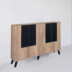 خزانة أحذية 4 أبواب خشب ماليزي 160 سم ماريتا - خشبي وأسود