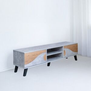 طاولة تلفزيون 160 سم - رمادي وبيج