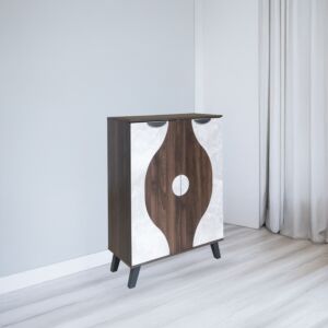 خزانة احذية بابين - رمادي وبني غامق