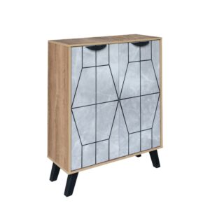 خزانة أحذية بابين خشب ماليزي روماس - خشبي و رمادي