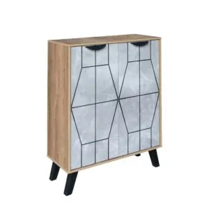 خزانة أحذية بابين خشب ماليزي روماس - خشبي و رمادي