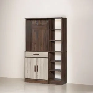 وحدة تخزين رفوف كاميسيا مع منظم أحذية و ستاند تعليق  خشب ماليزي بني وبيج