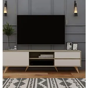 طاولة تلفزيون فيتا بني وابيض