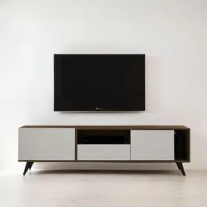 طاولة تلفزيون فينكا بني غامق وابيض