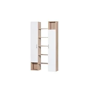 وحدة تخزين رفوف وأدراج بابين جانبية كيريا بيج وابيض