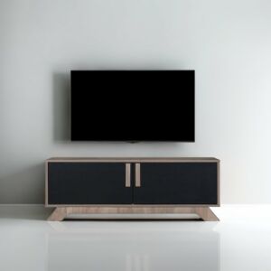 طاولة تلفزيون خشب ماليزي بني وأسود